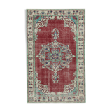Turkish hand-knotted rustic 1970s beige carpet 190 cm x 291 cm