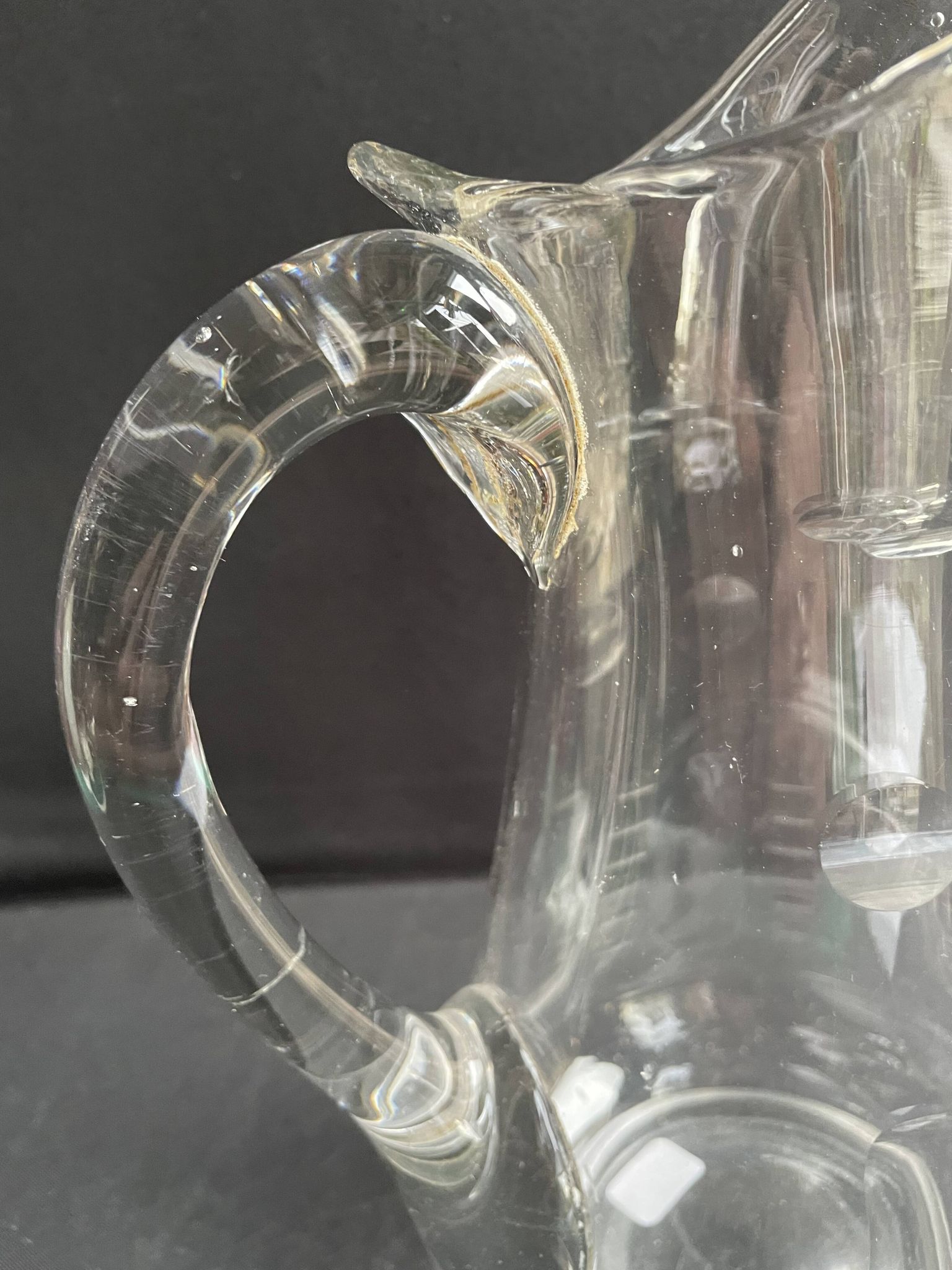 Broc verre soufflé et taillé XIXème