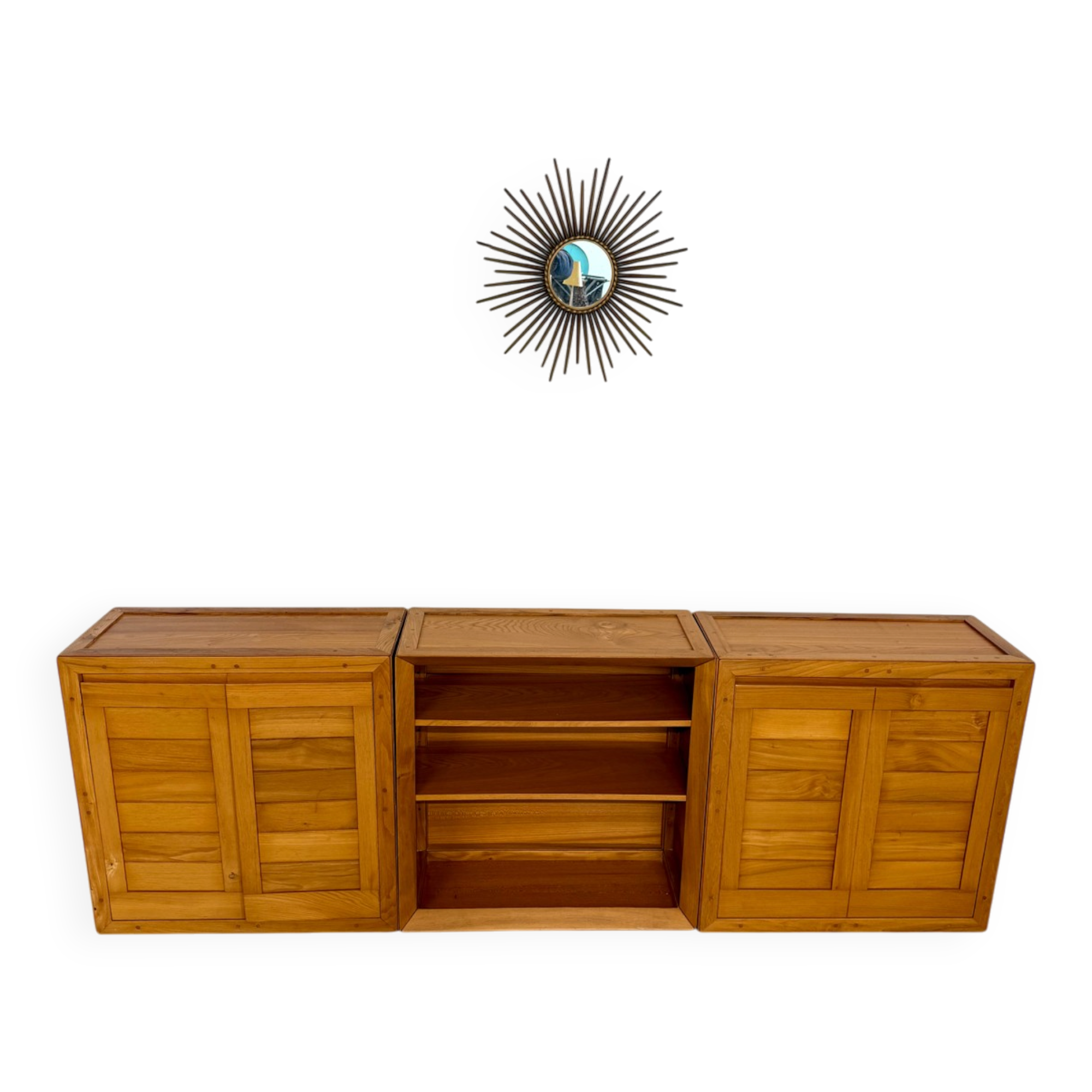 Modular sideboard Ateliers Chauvin solid wood design 70s