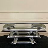 Tubular coffee table, glass and steel, Italy 1970