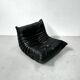 French Togo lounge chair in black leather by Michel Ducaroy for Ligne Roset, 1970s