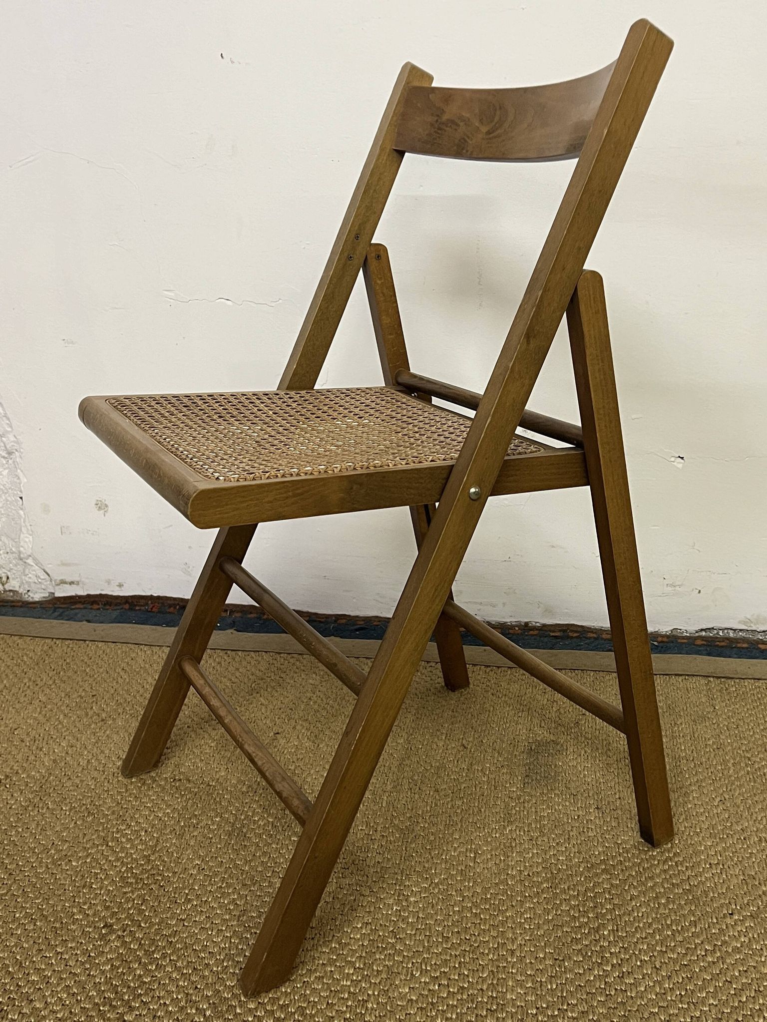 Vintage wooden and cane folding chair