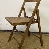 Vintage wooden and cane folding chair