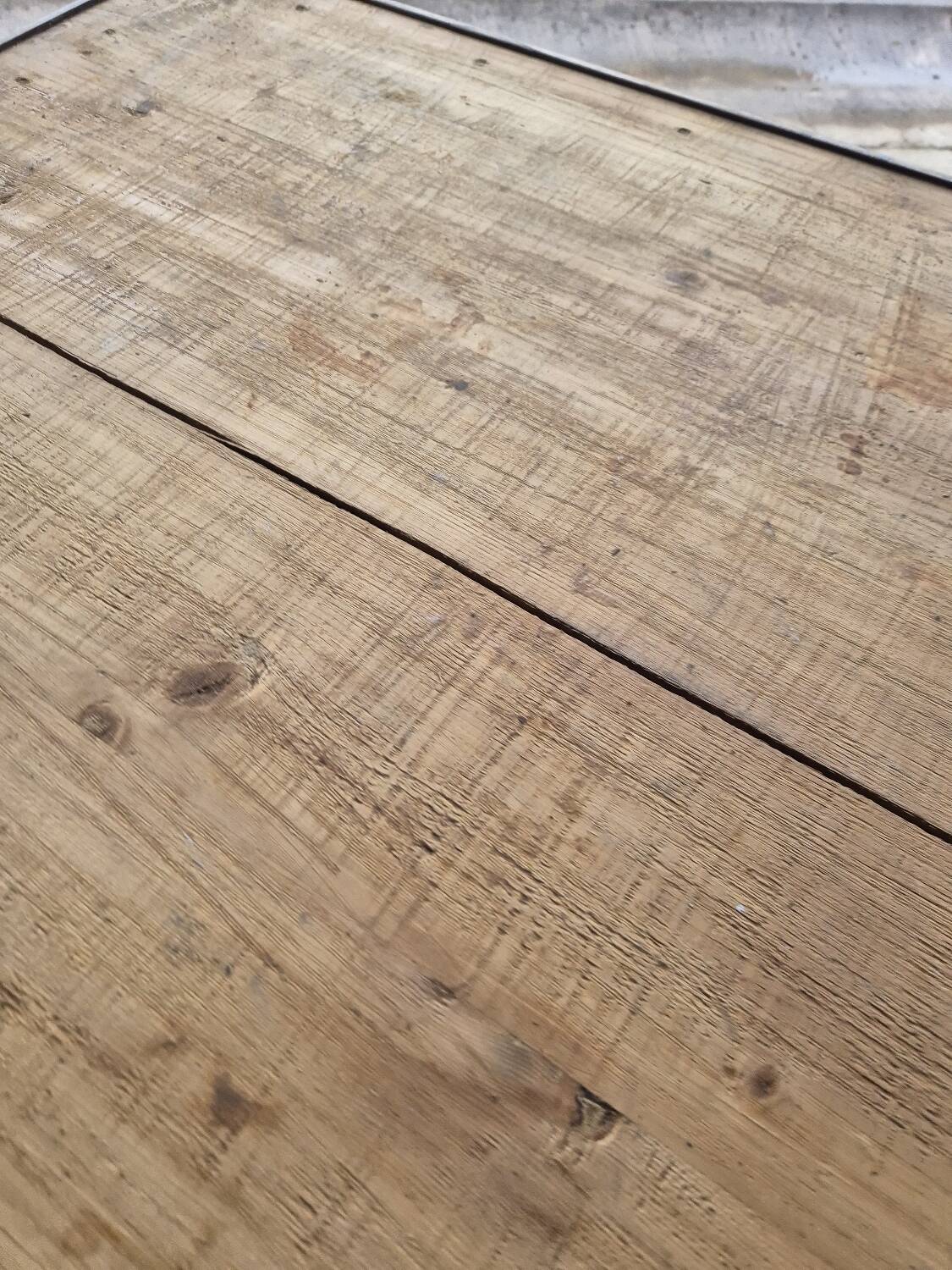 Antique rustic bistro farm table 1900 one drawer - 1m23