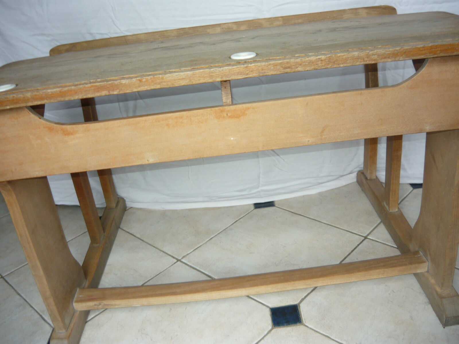 Solid wood school desk from the 1950s