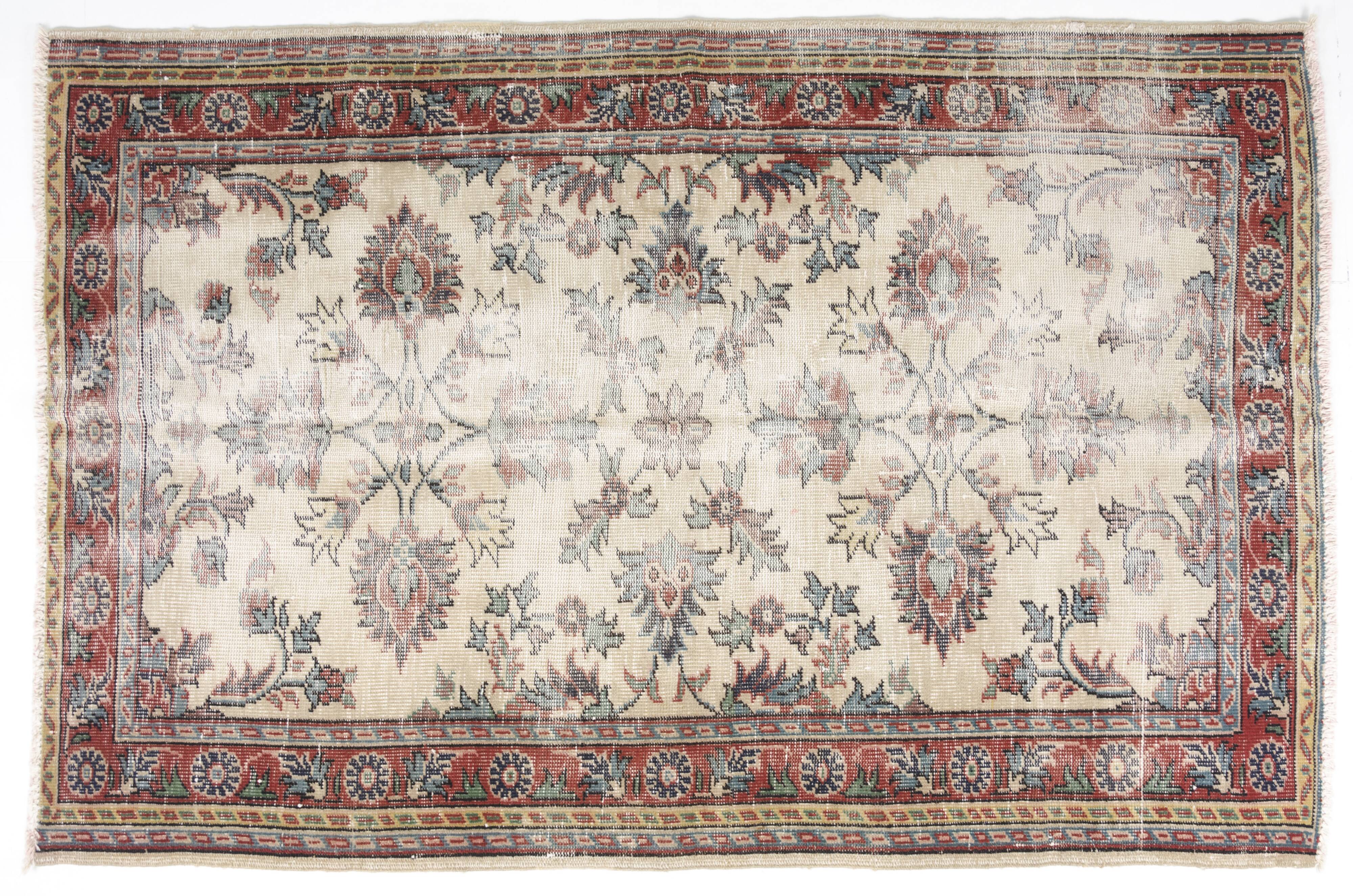 Multicolour Oushak Vintage Turkish Rug-sku-v722