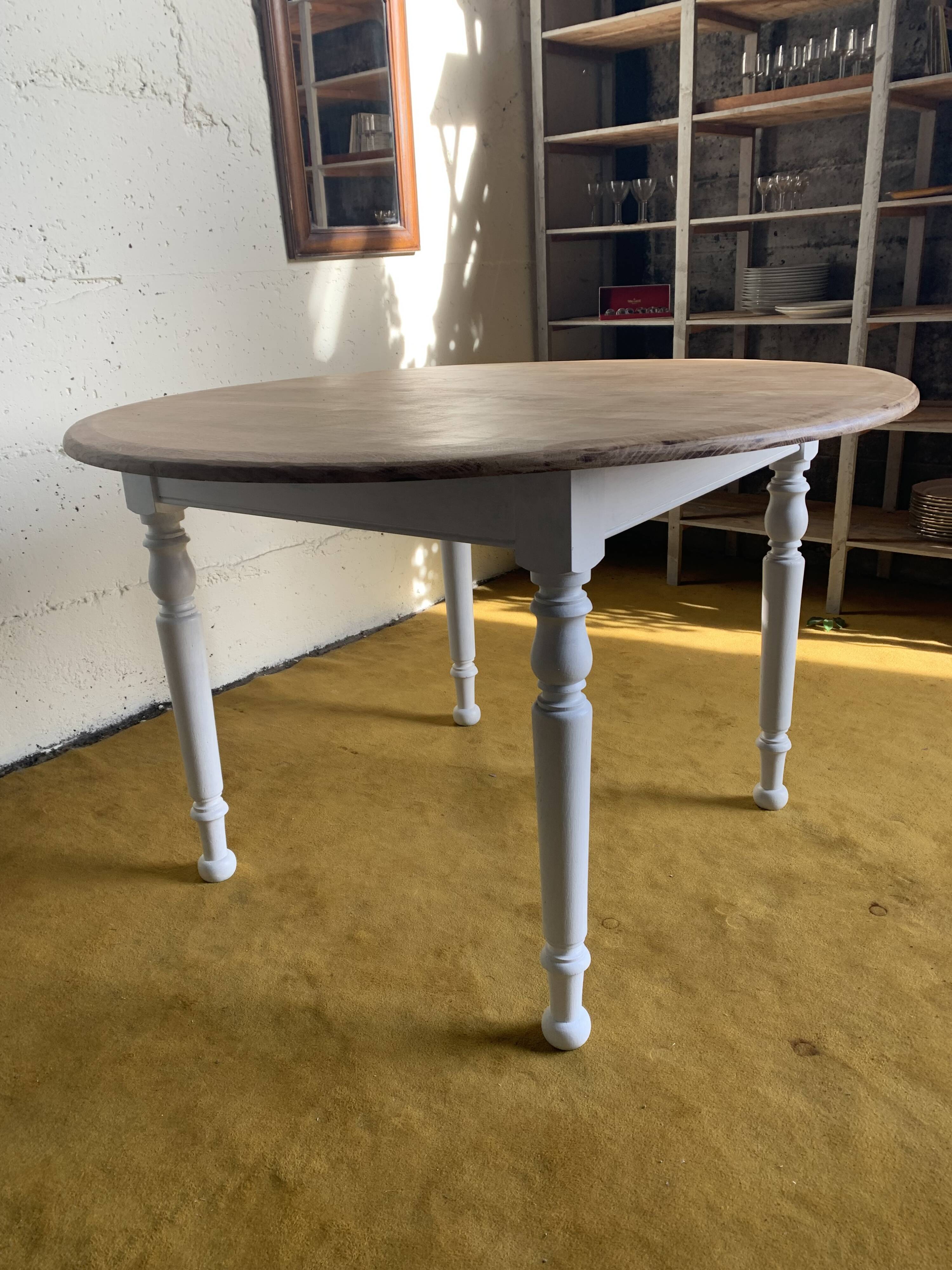 Round raw wood table