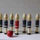 Vintage 1970s wooden soldier bowling set or bowling alley