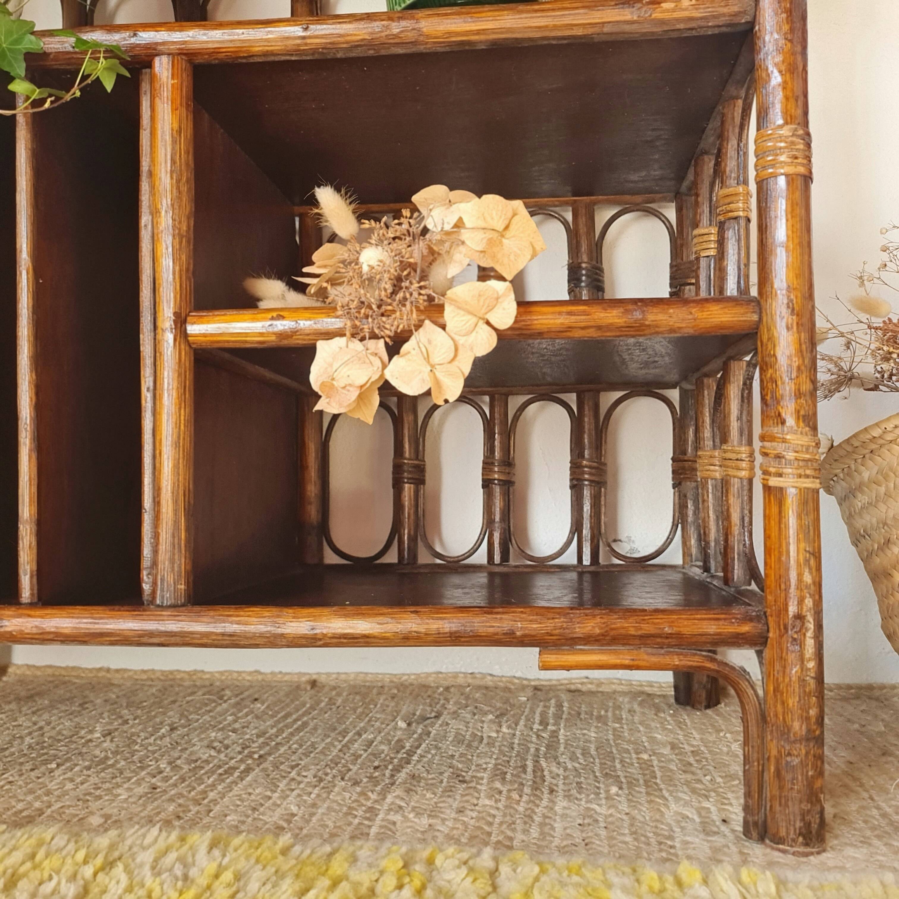 Rattan bookshelf shelf