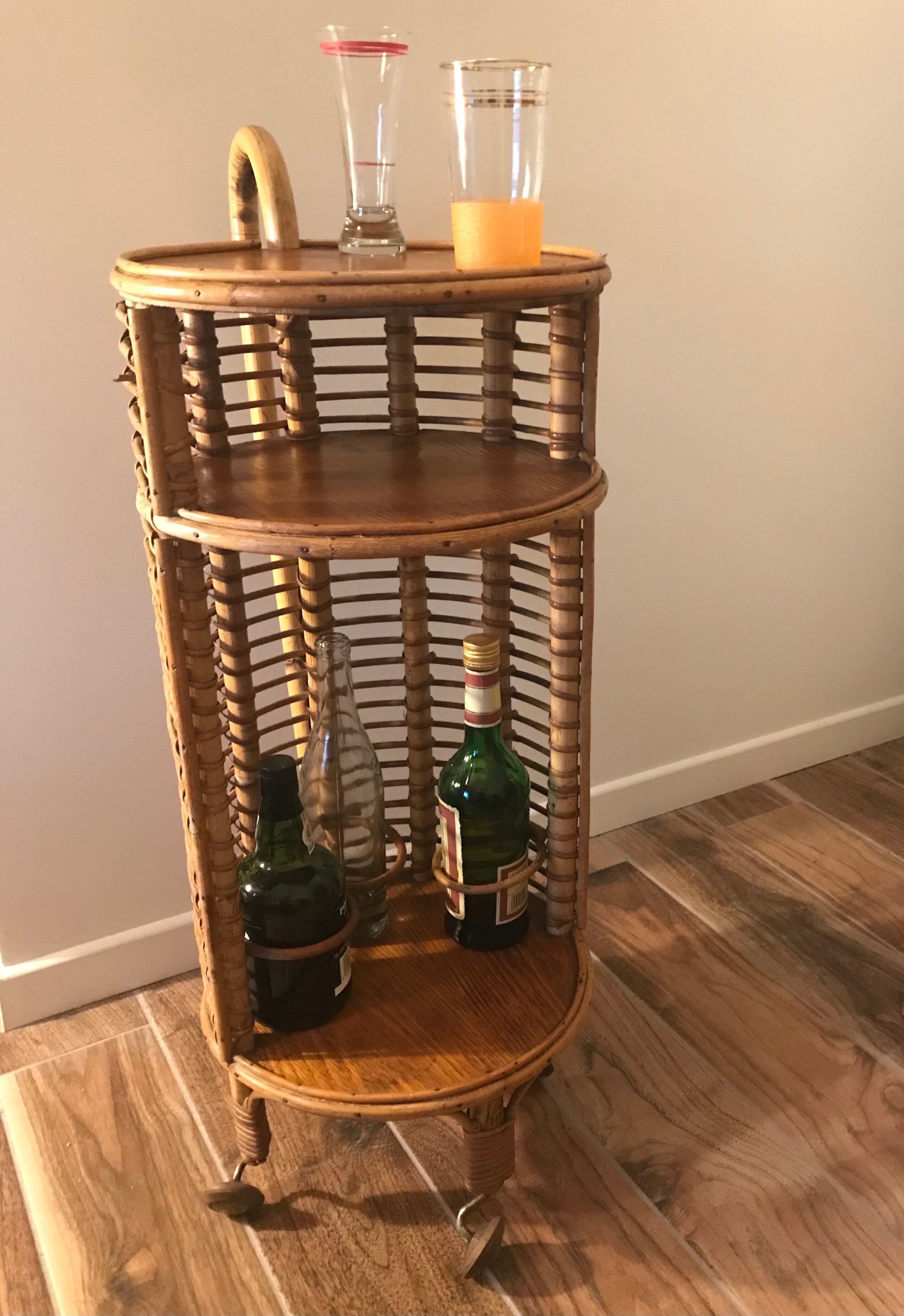Rolling 50s rattan bar