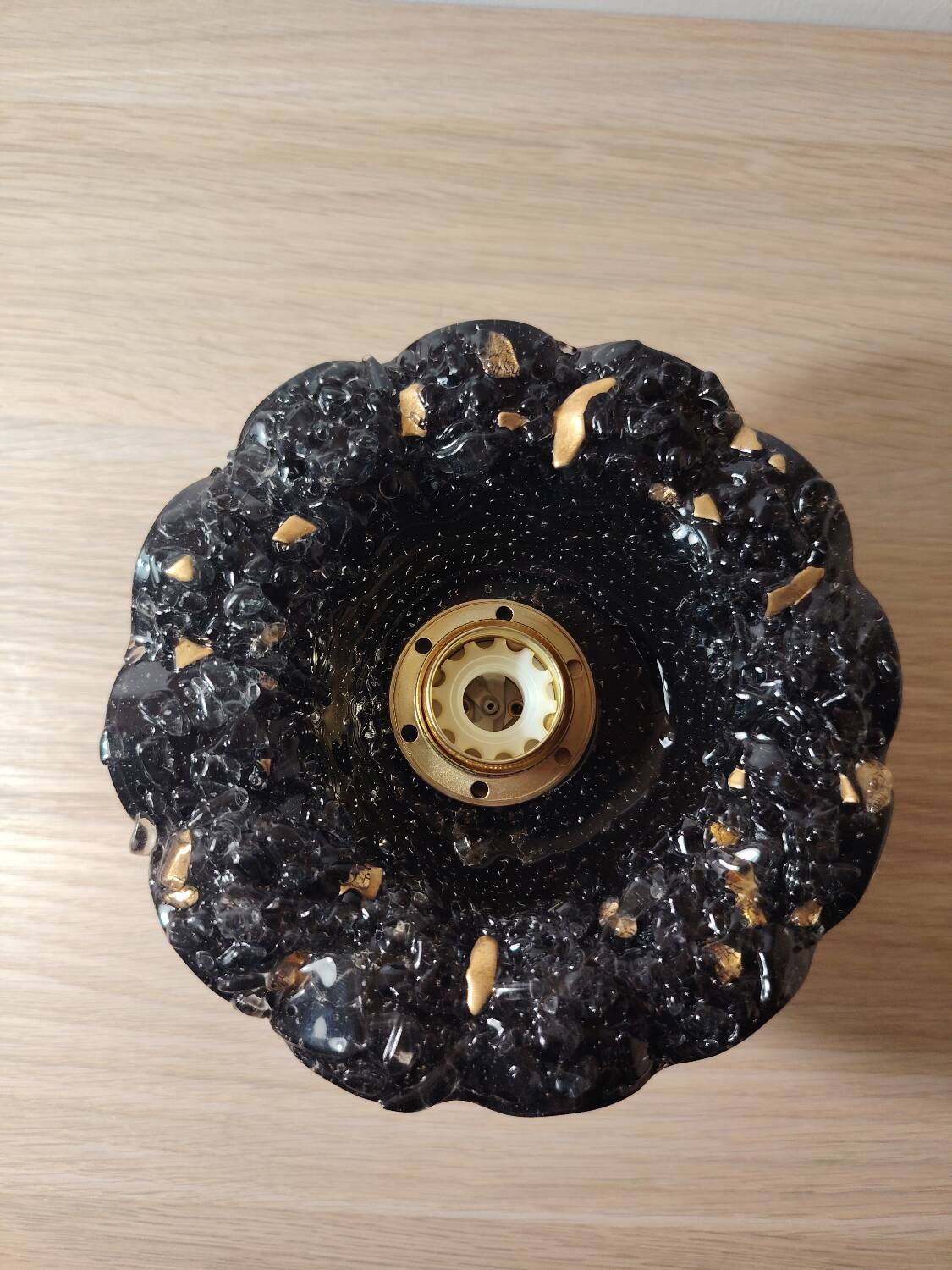 Black and gold Murano flower wall light