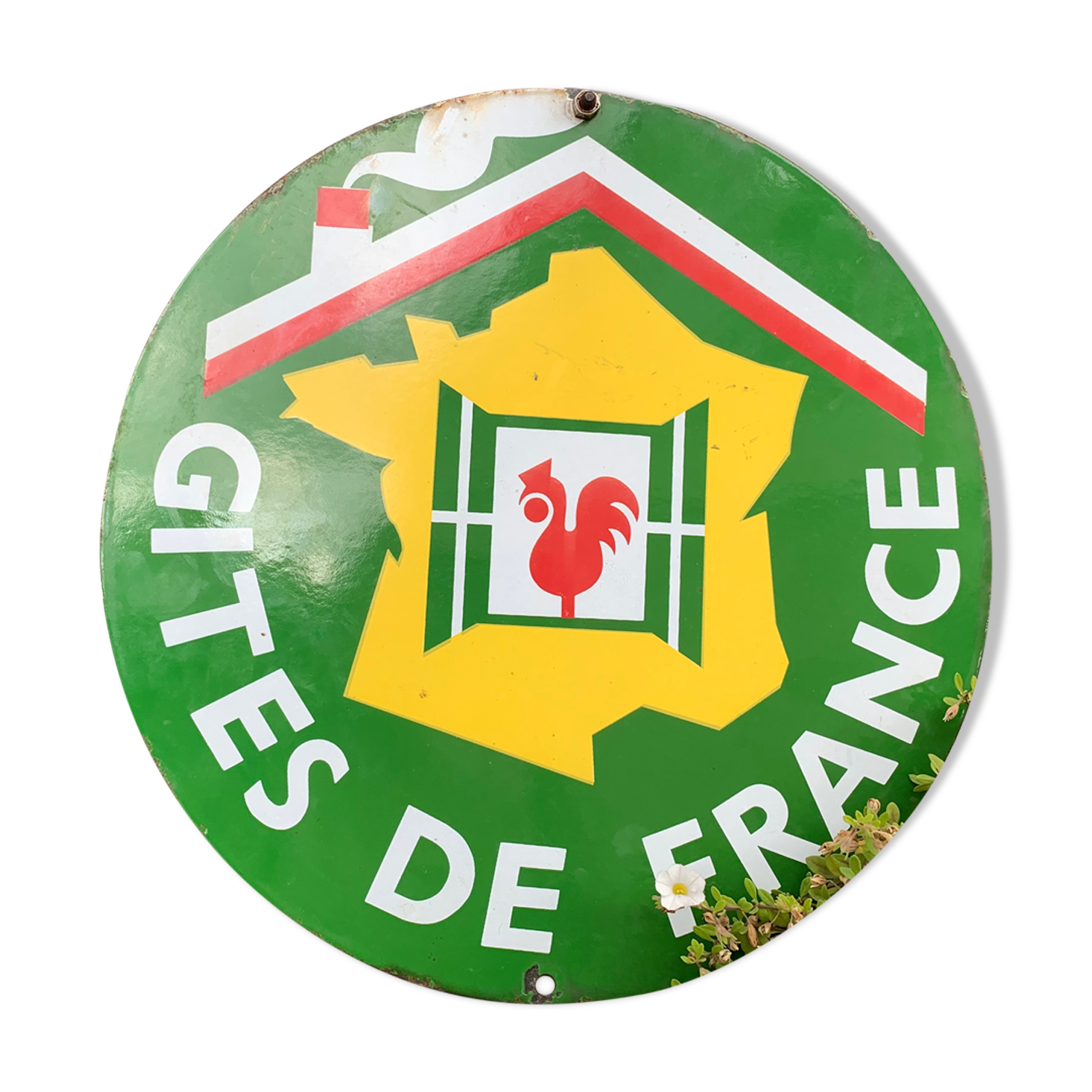 Former enamelled plate Gites de France double face
