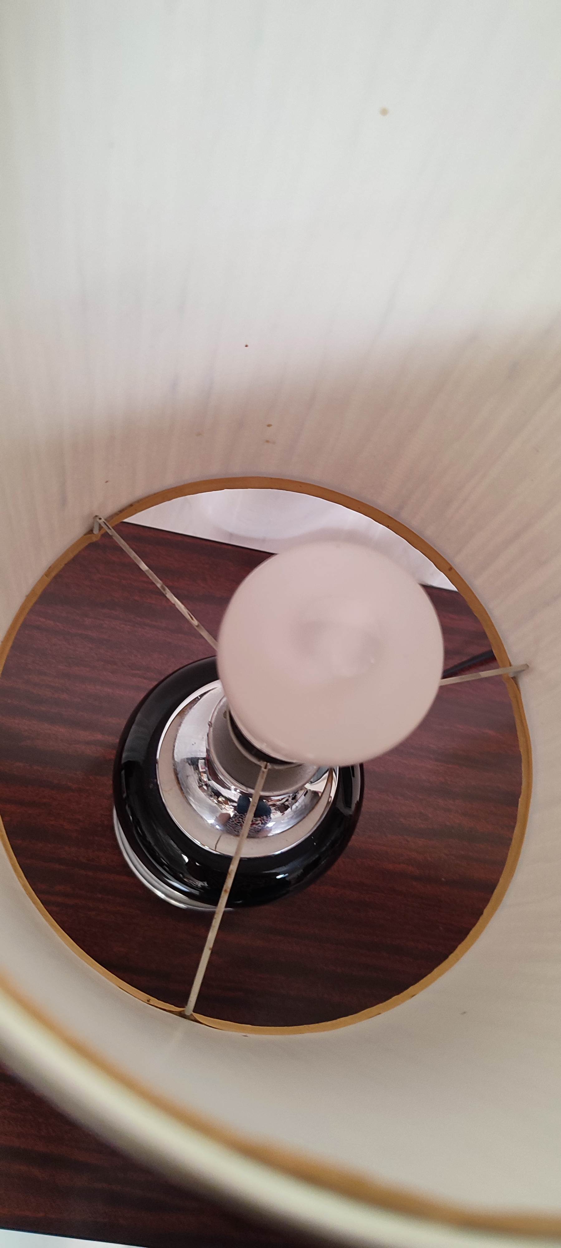 Vintage ceramic table lamp and chrome metal