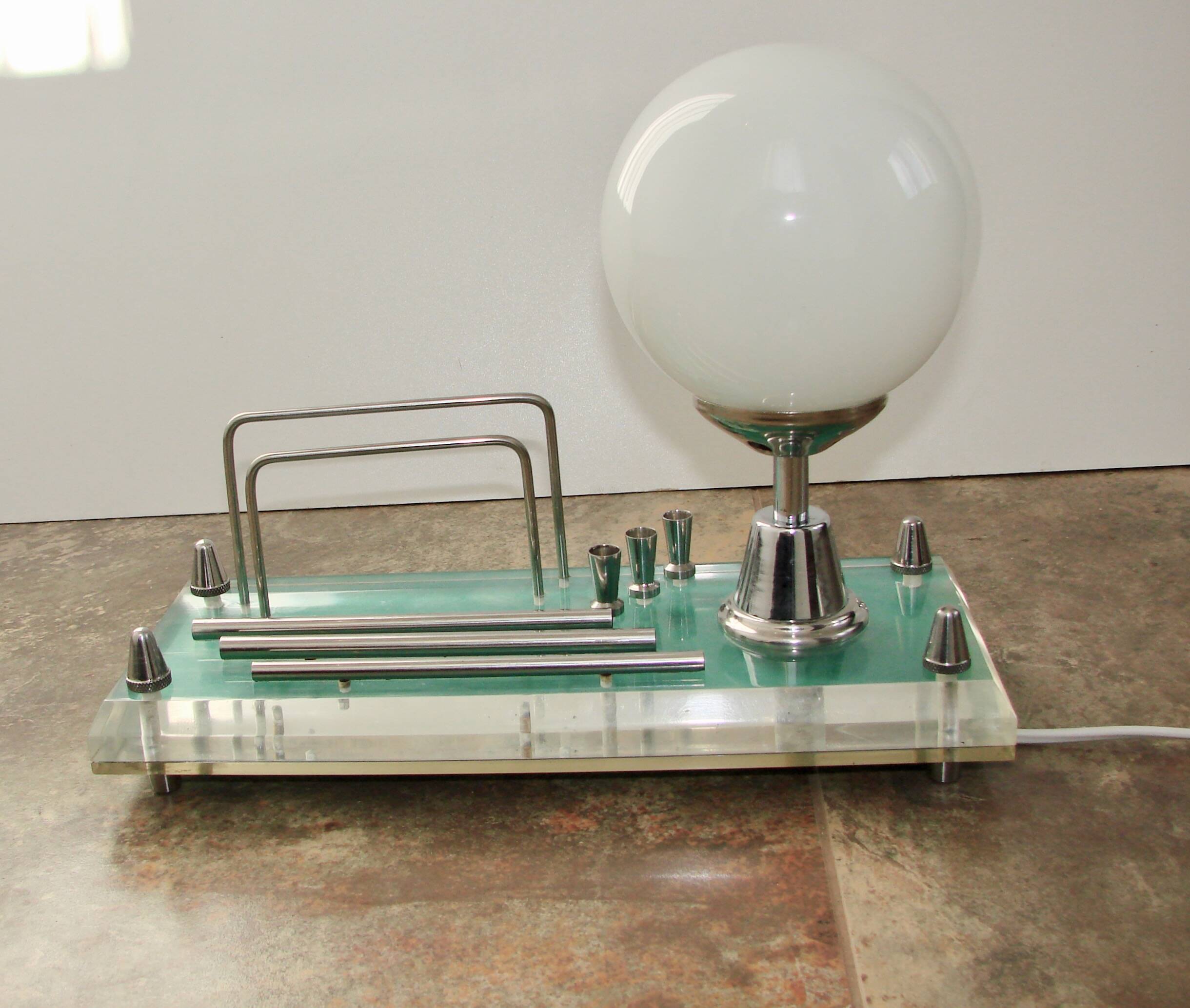 1970s lamp with storage compartment | Acrylic, metal, glass | E14 | Vintage