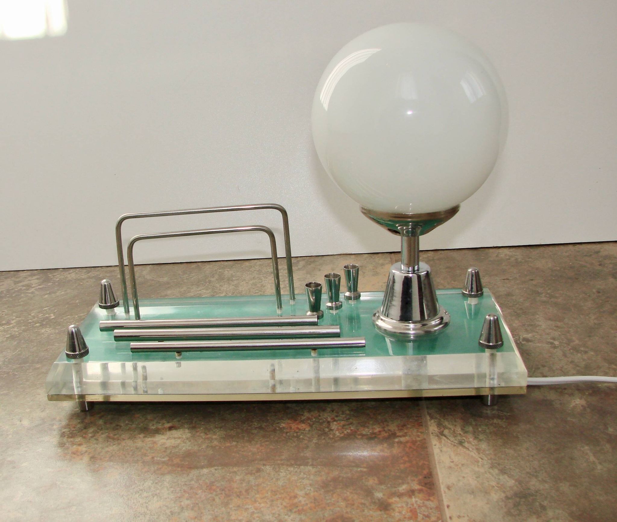 1970s lamp with storage compartment | Acrylic, metal, glass | E14 | Vintage