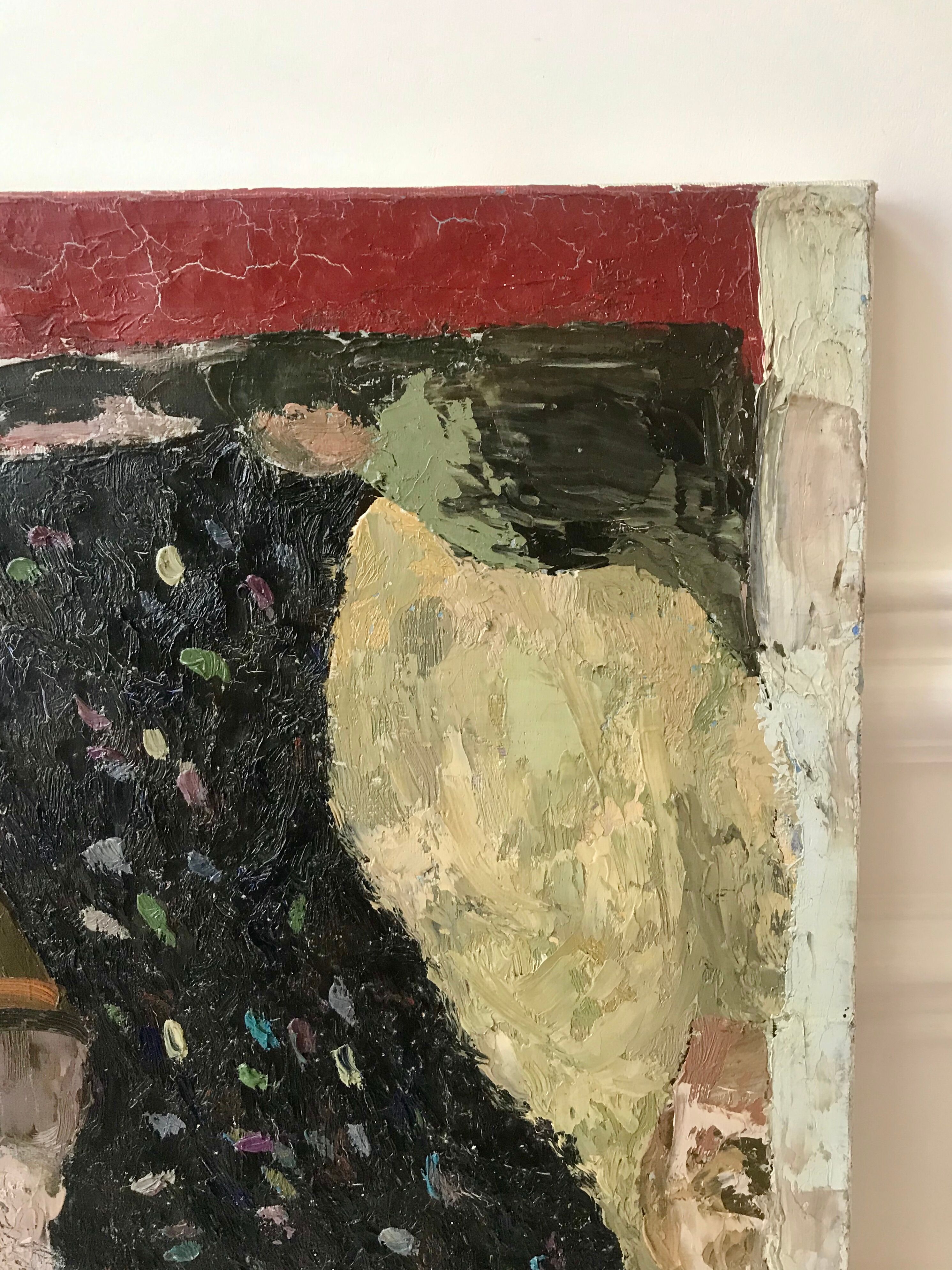 Oil painting on canvas Still life chair signed 50s