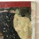 Oil painting on canvas Still life chair signed 50s