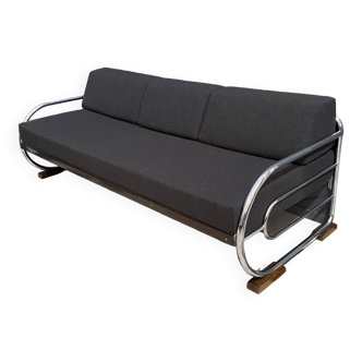 Bauhaus chrome and black daybed / sofa by Hynek Gottwald