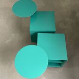 Ensemble de tables d'appoint / tables de chevet design vintage, vertes et noires, années 1980