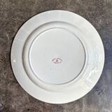 Creil & Montereau round dish in pink ironstone, "Centaurée" service
