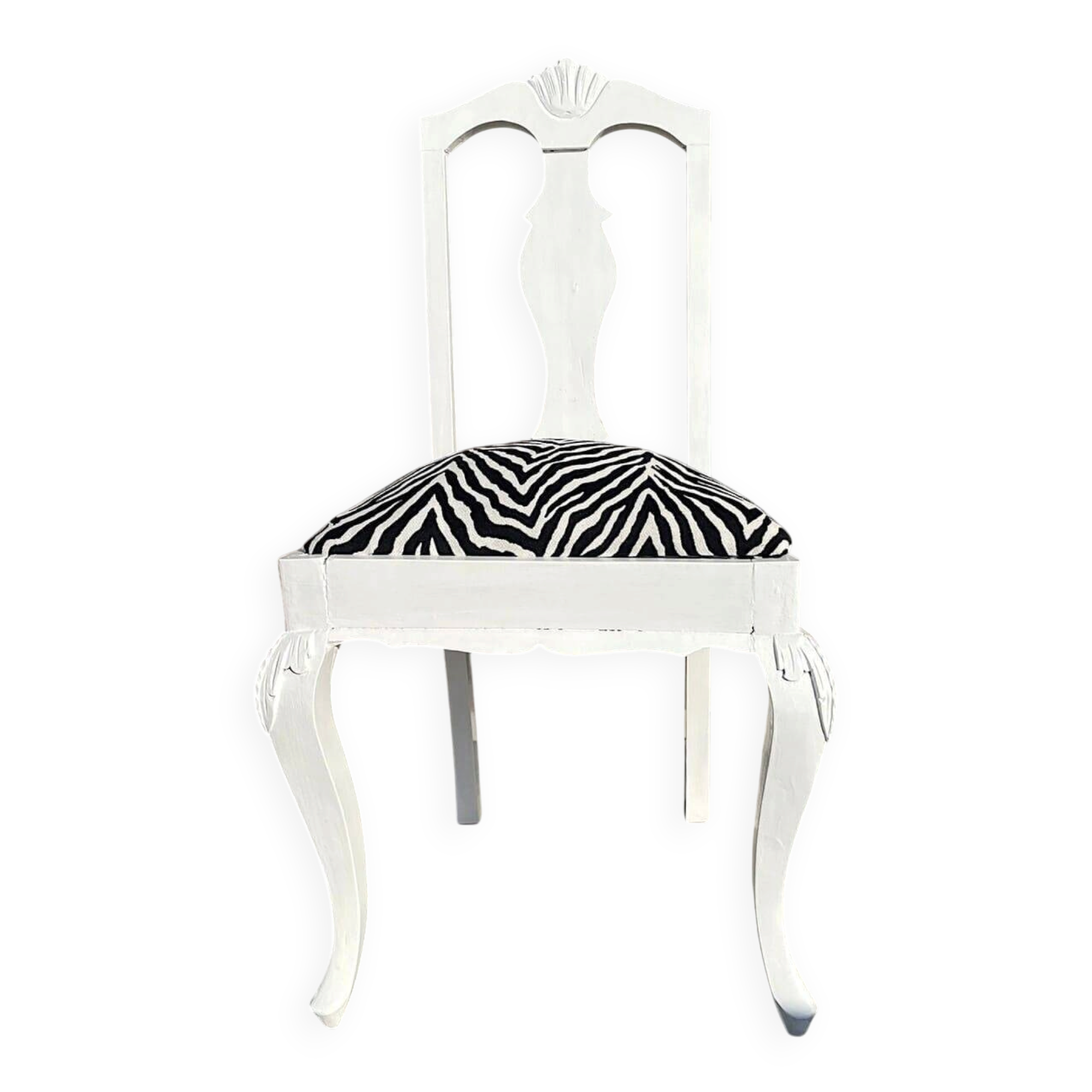Antique Baroque chair redesigned in Zebra fabric