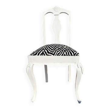 Antique Baroque chair redesigned in Zebra fabric