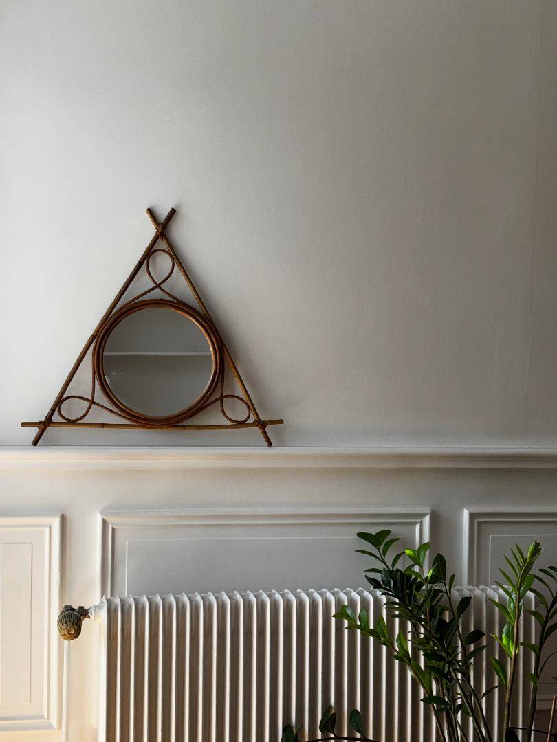 Vintage bamboo and rattan mirror – 1950s