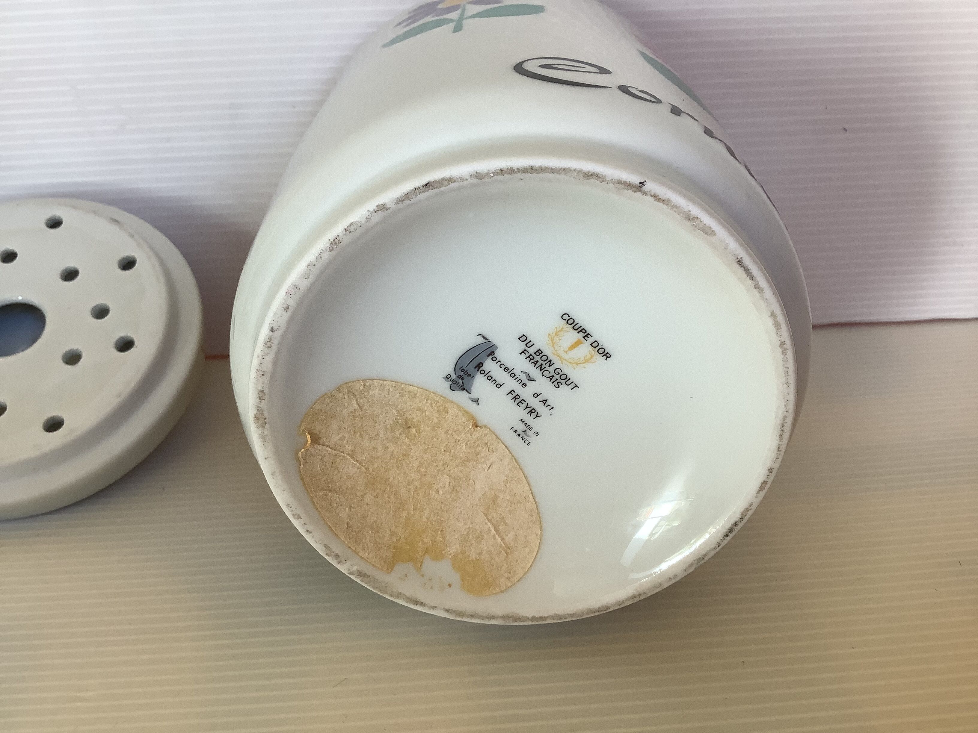 Purple pink yellow flower pot