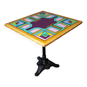 Table de bistrot fonte peinture vintage 90s