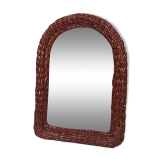 Vintage mirror with wicker border