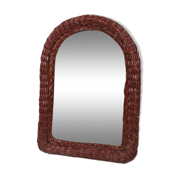 Vintage mirror with wicker border