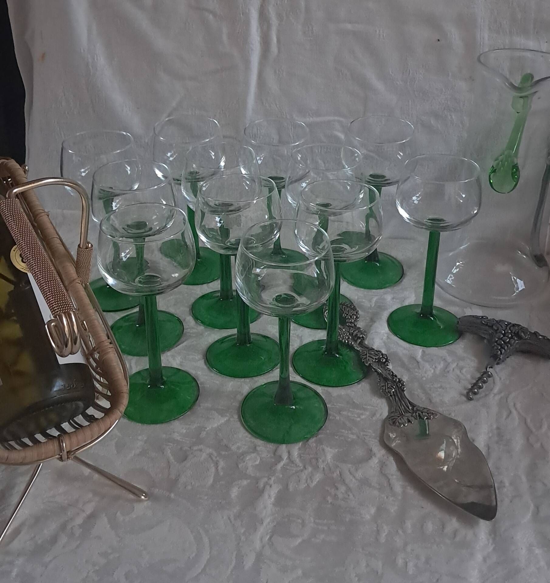 Carafe et 12 verres Service vin d'Alsace