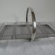 Silver metal aperitif server & 4 art deco glass ramequins/dishes