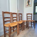 4 brutalist straw chairs