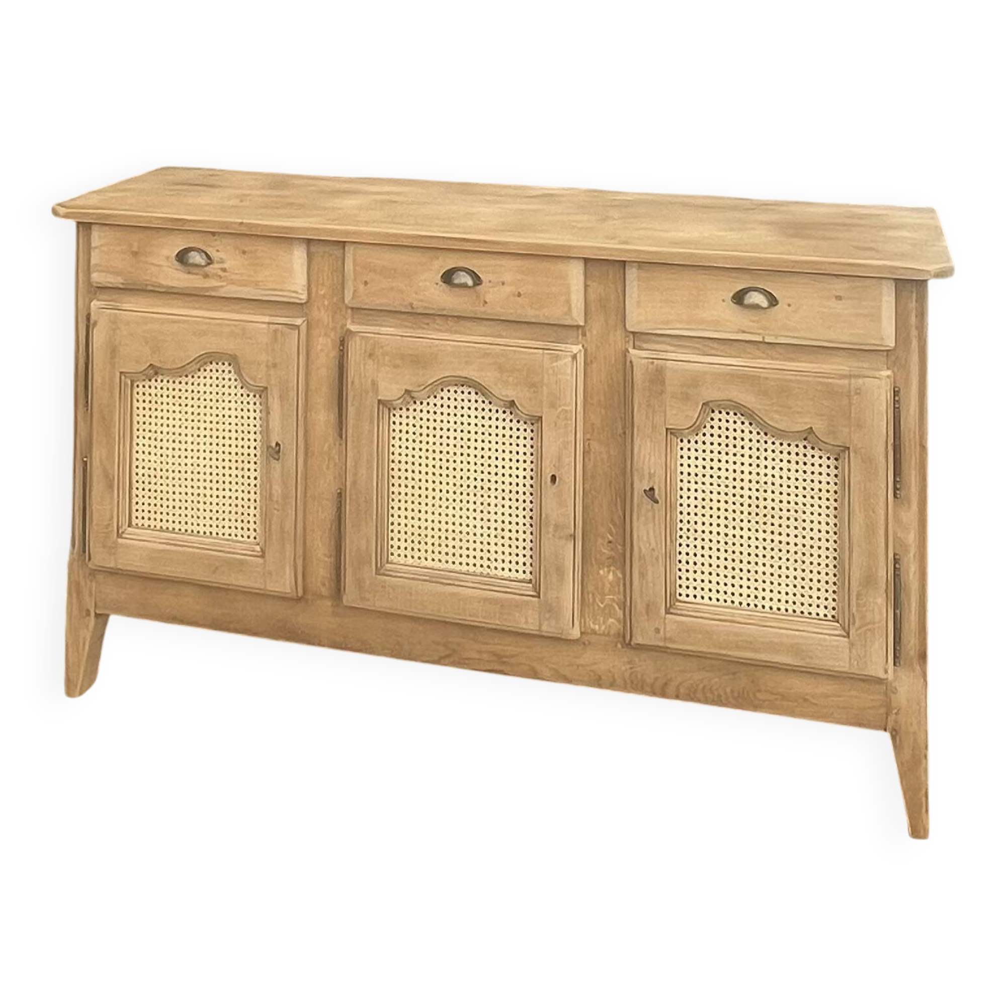 Buffet ancien/ enfilade en chêne massif brut et cannage