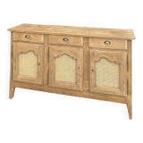 Buffet ancien/ enfilade en chêne massif brut et cannage