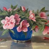 Old painting, still life with seringats, signed and dated 1953