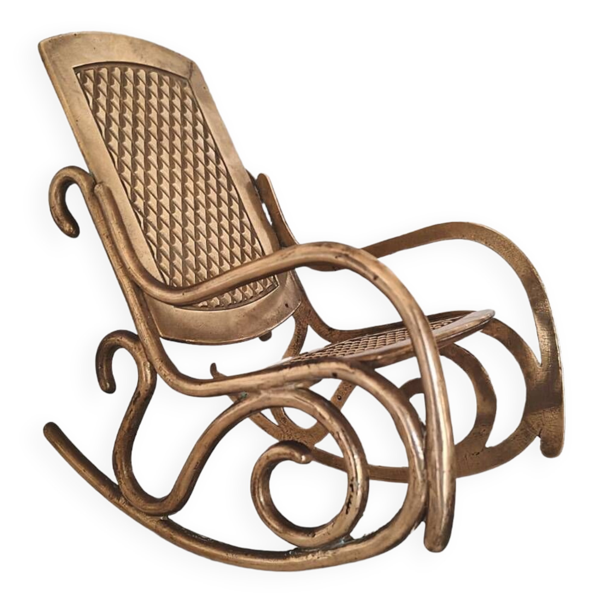 Chaise berçante en laiton vintage - grande miniature