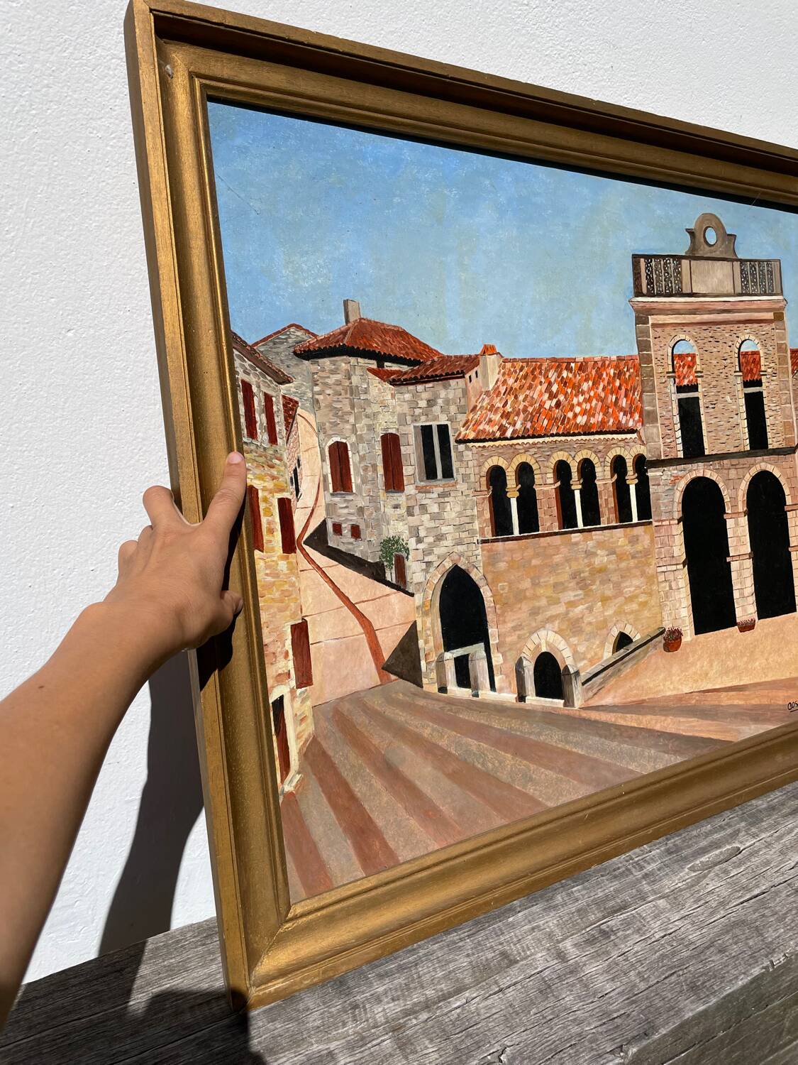 Tableau paysage italien peinture huile