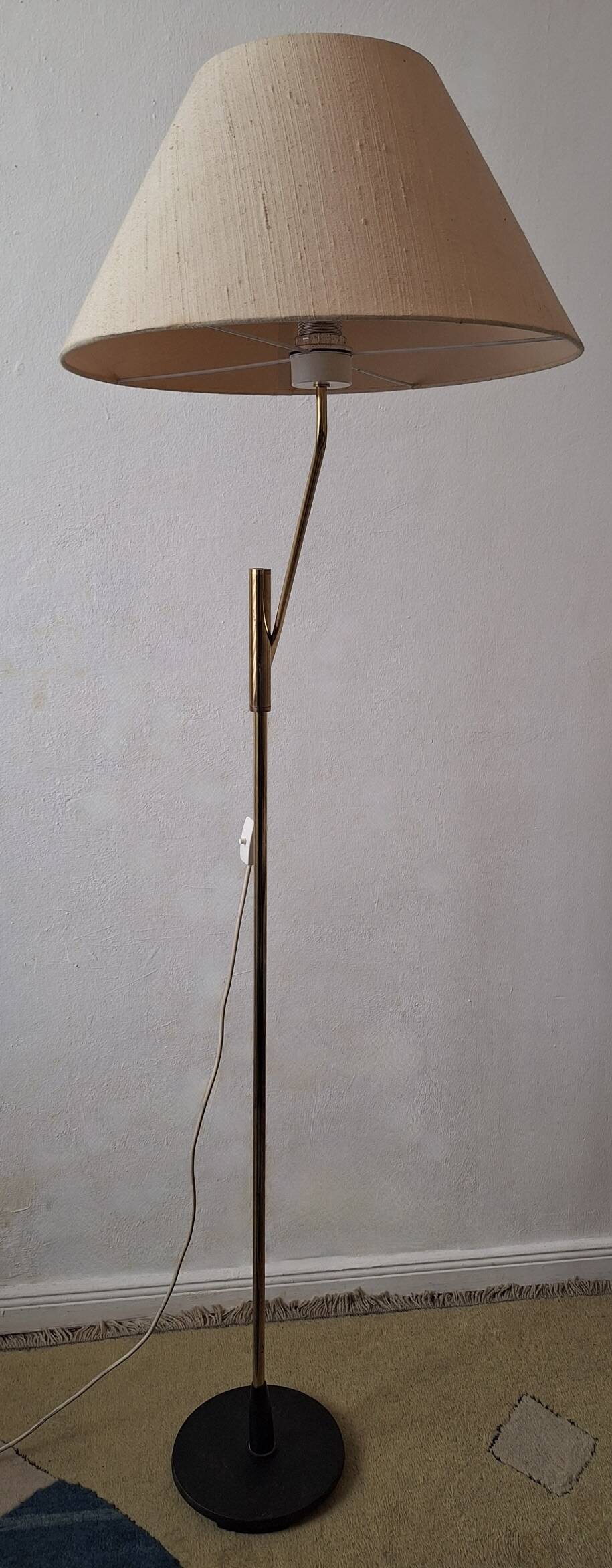 Mid century 360 deg. swing and height adjustable brass floor lamp, 1950s