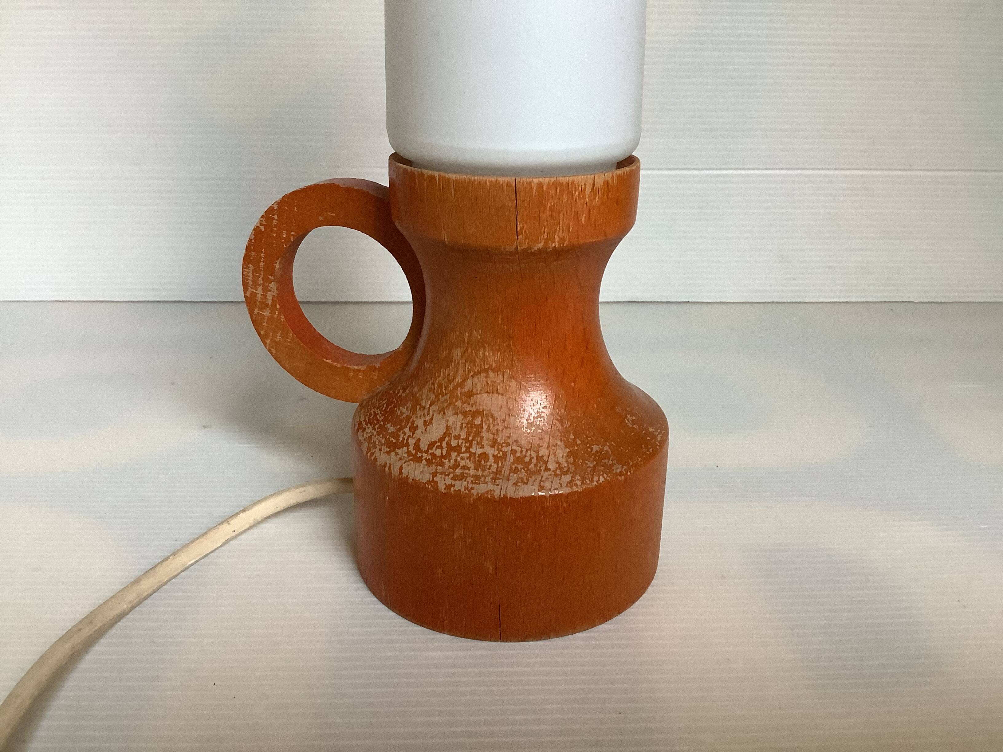 Scandinavian orange wooden lamp