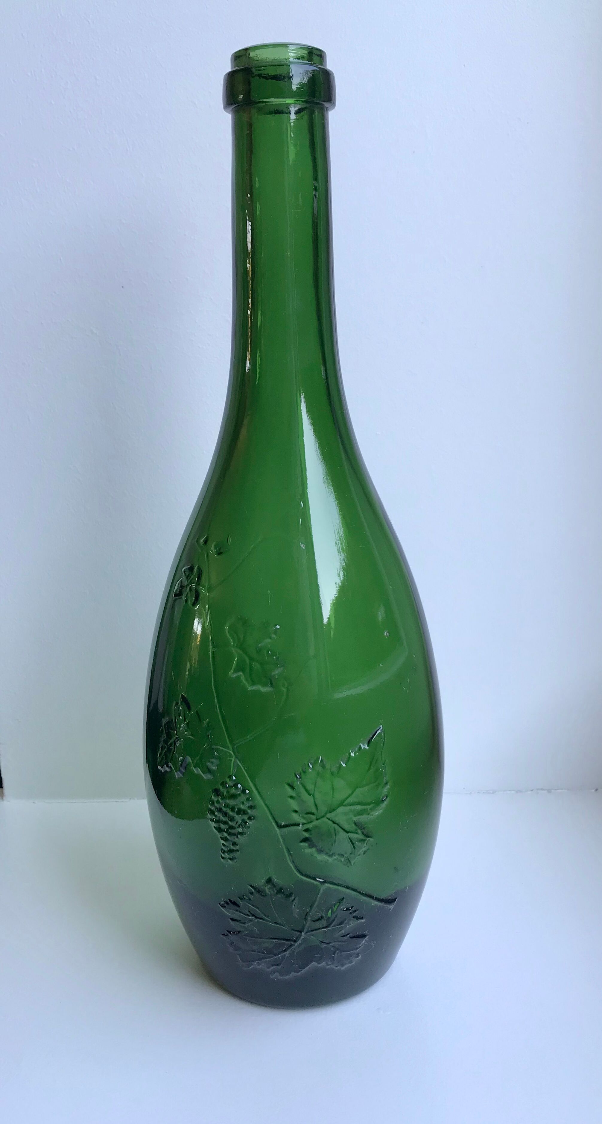 Italian green glass bottle 70s