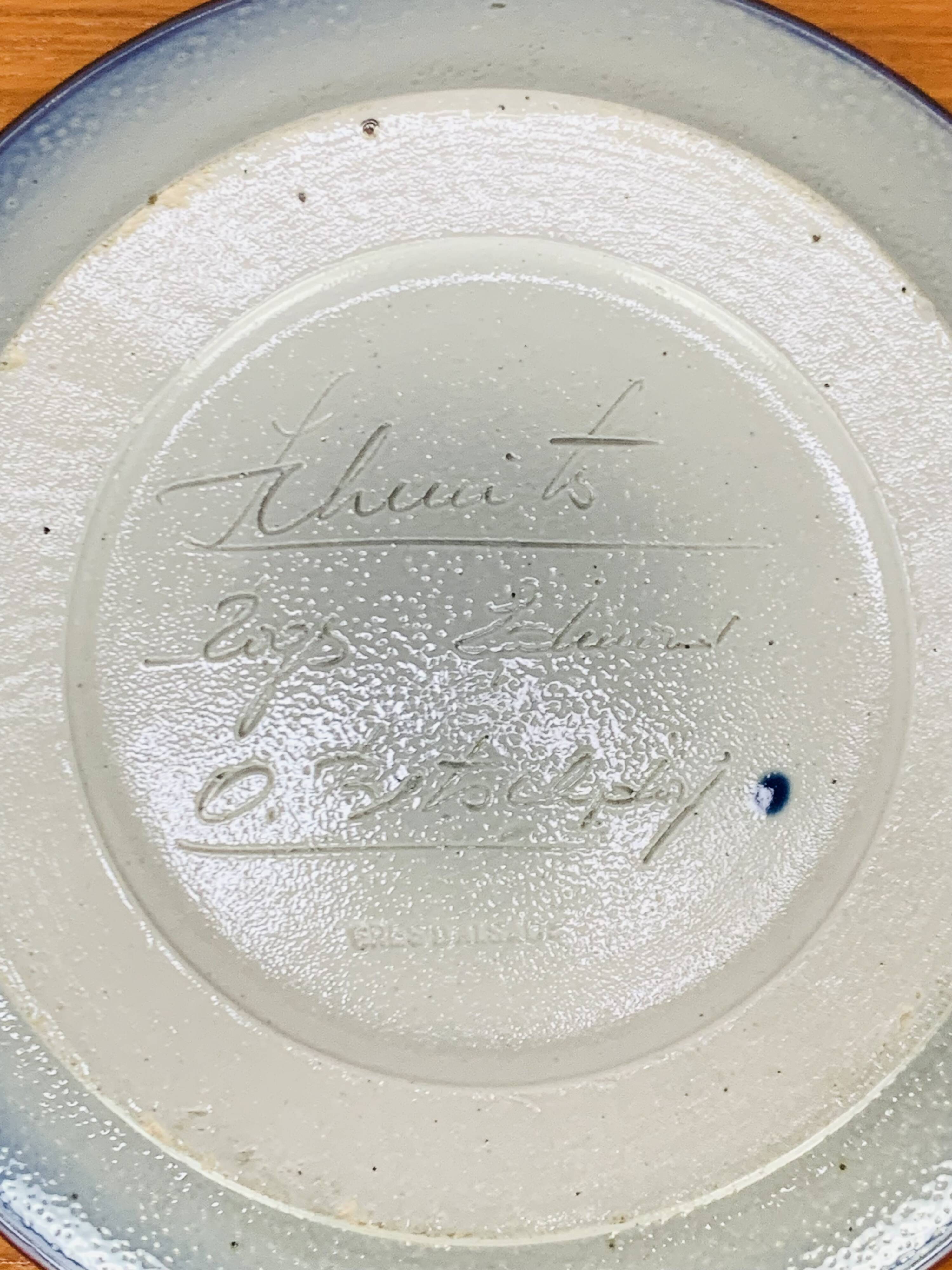 Art Deco Alsace sandstone dish, signed Schmitter in Betschdorf