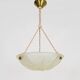 Ancien lustre, suspension vasque Art Déco 1 Feu, en pâte de verre, décor oiseaux. Années 30