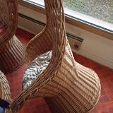 Rattan garden furniture set consisting of 3 armchairs and matching table
