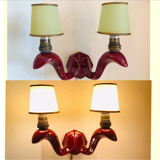 Red ceramic Art Deco wall lamp N2