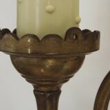 Large Pair of French Vintage Brass Empire Wall Lights with Swan Detail and Glass Shades 4884