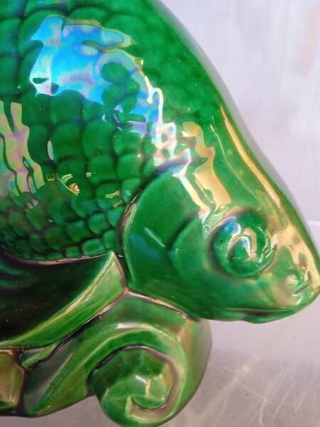 Saint Clement fish in green vintage ceramic