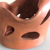 Ceramic lamp terracotta and lampshade wool 50/60