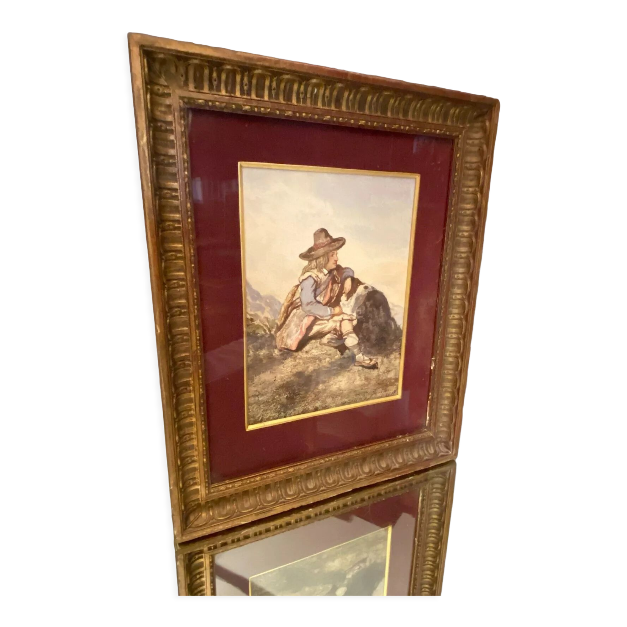 Original watercolor late nineteenth to the young shepherd